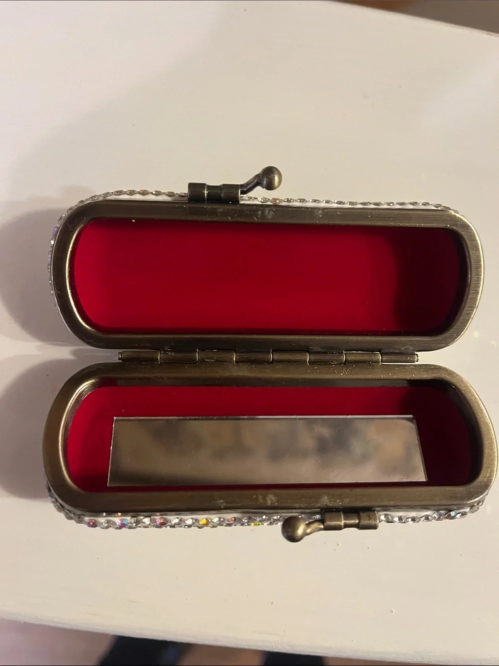 Vintage Crystal Rhinestone Lipstick Holder- Silver